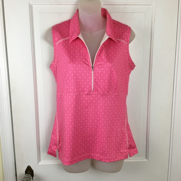 adidas Tops - Adidas Climacool sleeveless polo shirt pink